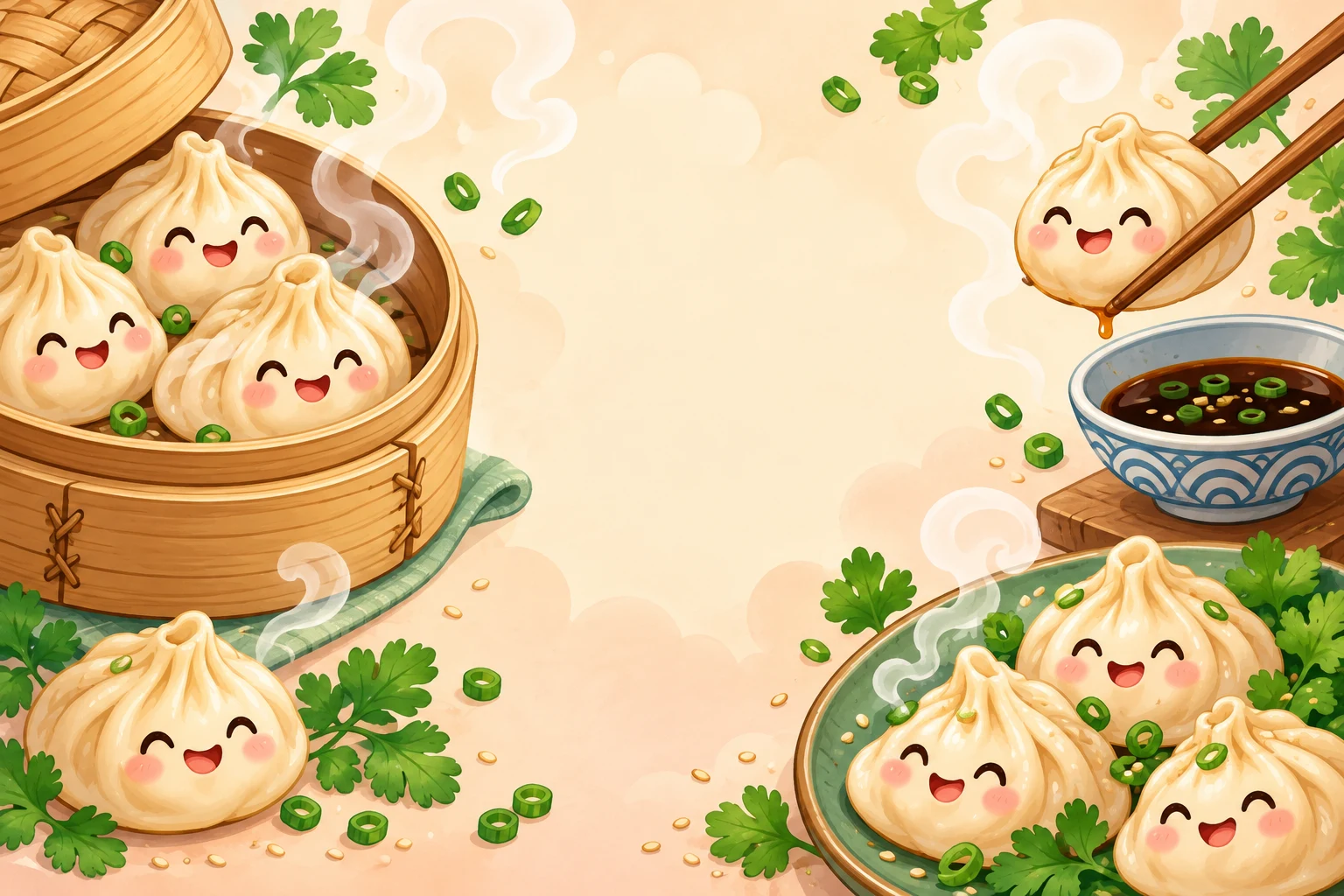 Coleção de dumplings para colorir - 11 páginas fofas