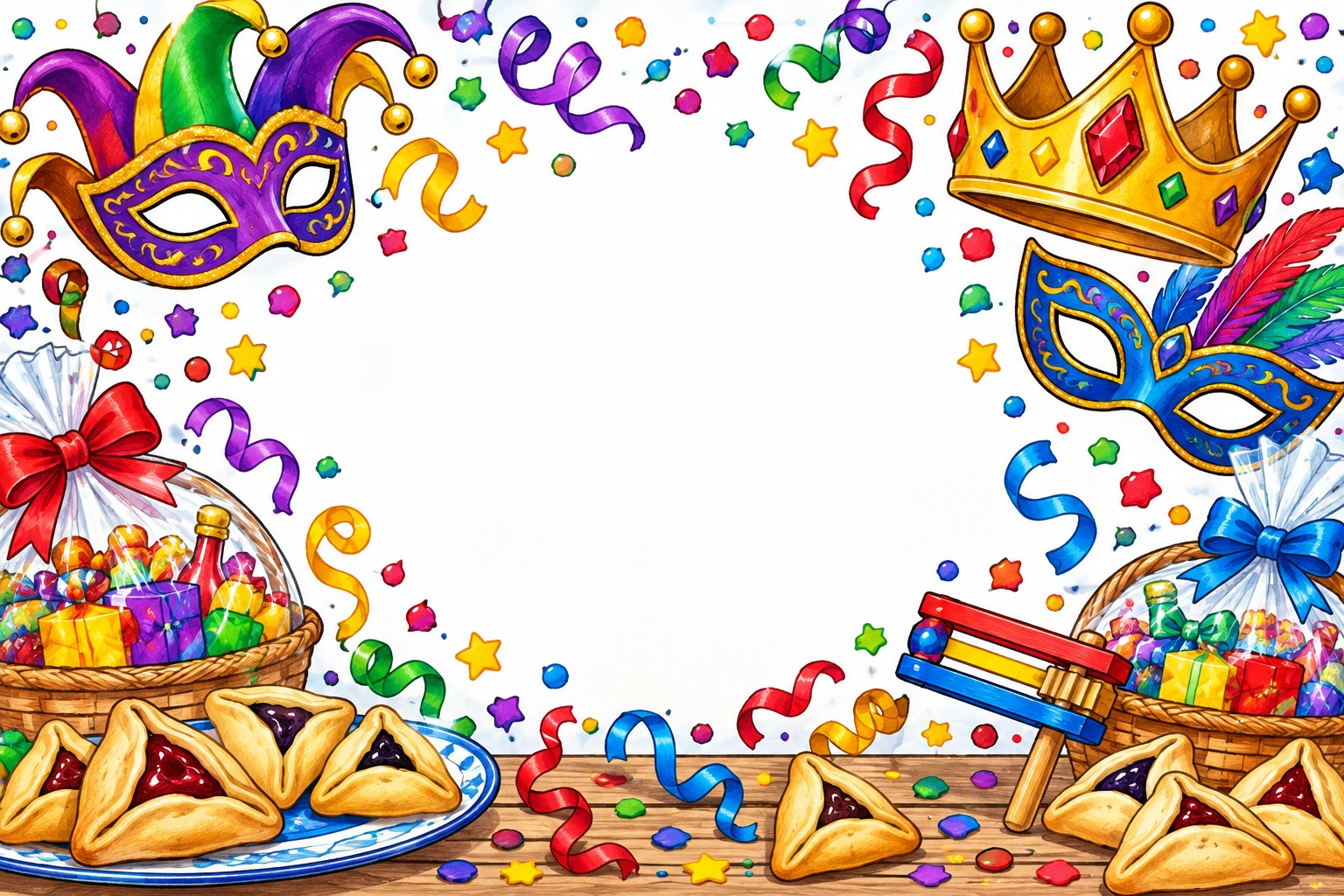 Coleção de Celebração de Purim - 15 Páginas Festivas do Feriado Judaico