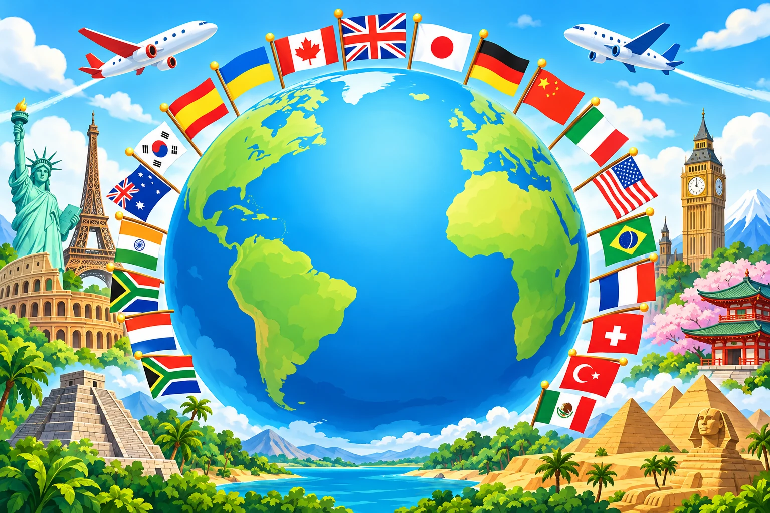 Coleção educativa de bandeiras, geografia e culturas - 58 páginas