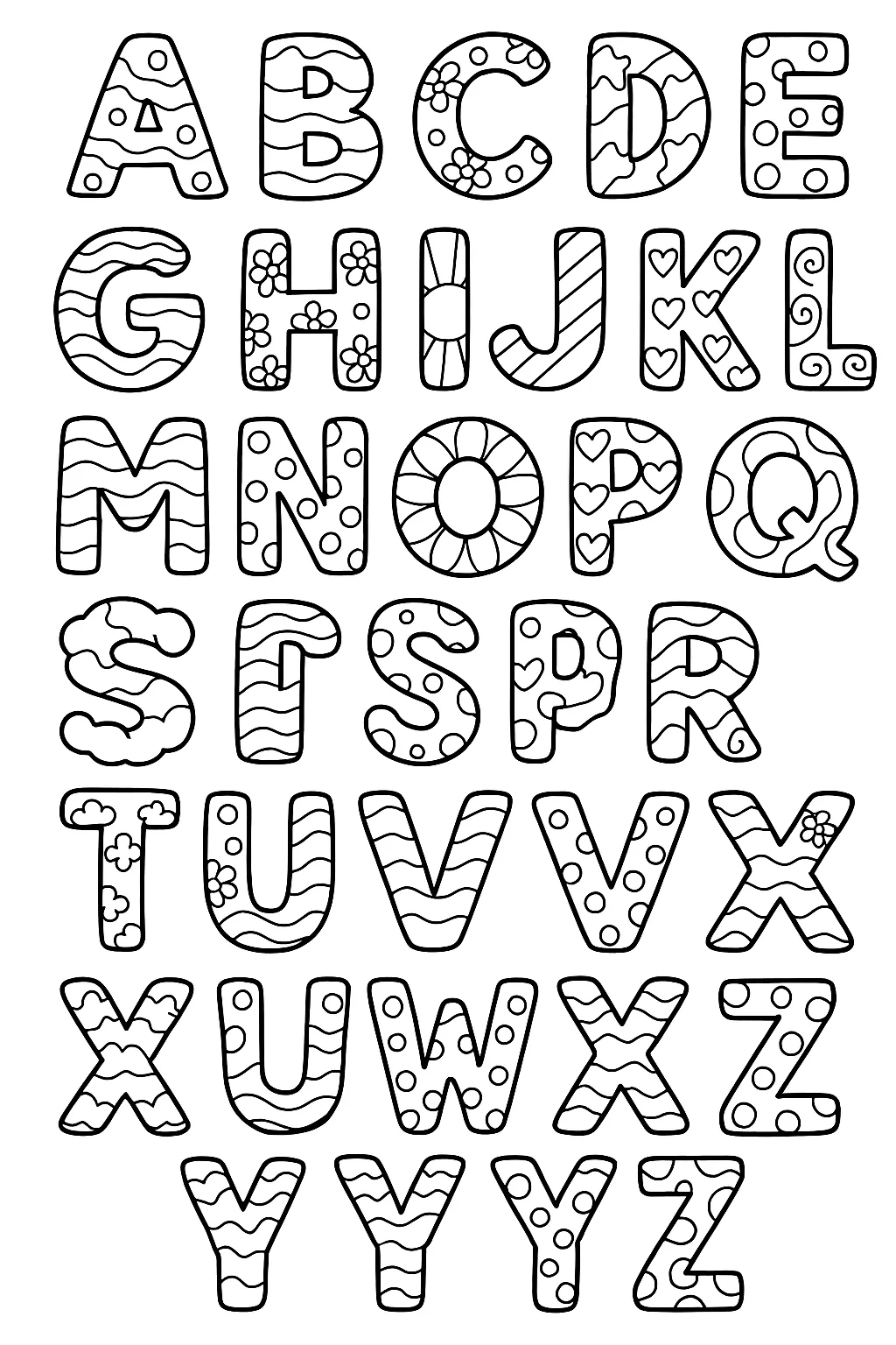 ABC Coloring Page, דף צביעה להדפסה לילדים