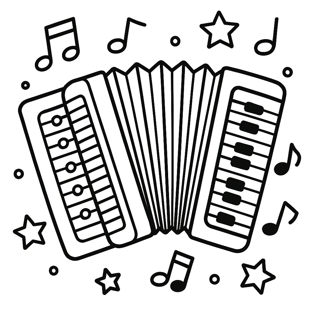 Accordion, דף צביעה להדפסה לילדים