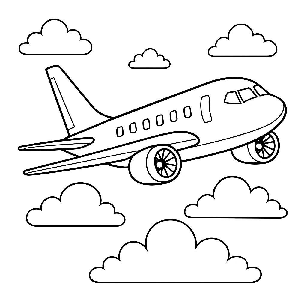 Airplane, דף צביעה להדפסה לילדים