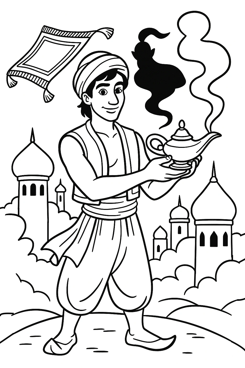 Aladin, דף צביעה להדפסה לילדים