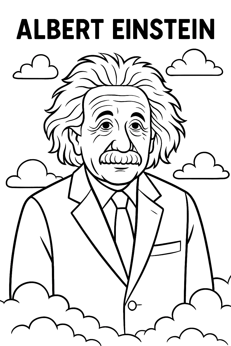 Albert Einstein, דף צביעה להדפסה לילדים