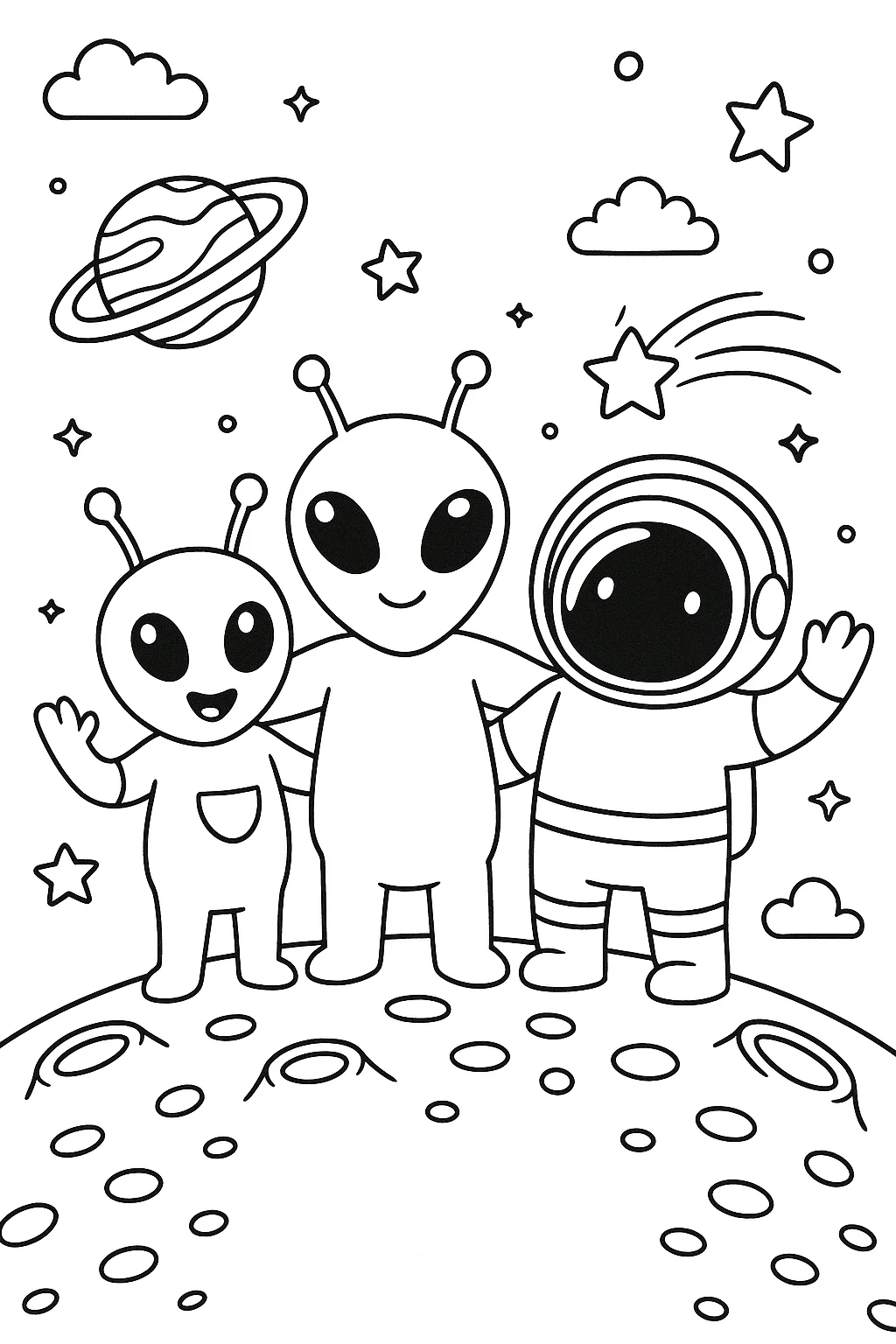 Friendly Aliens, דף צביעה להדפסה לילדים