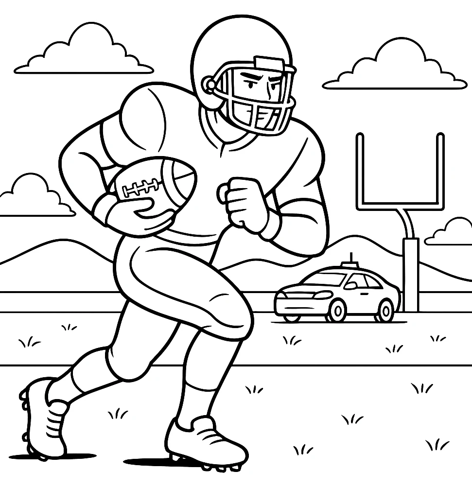 American Football Player, דף צביעה להדפסה לילדים