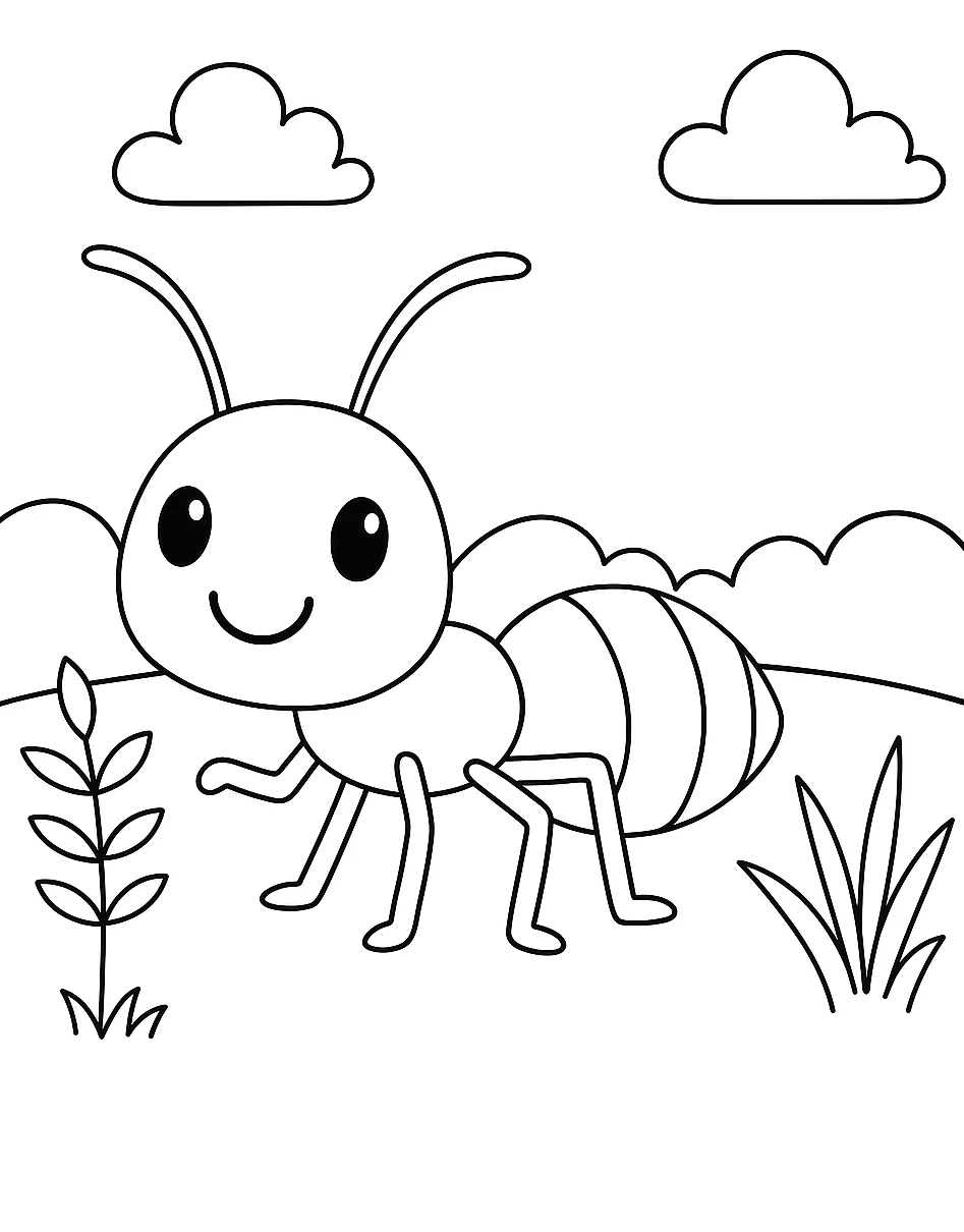 Ant, דף צביעה להדפסה לילדים