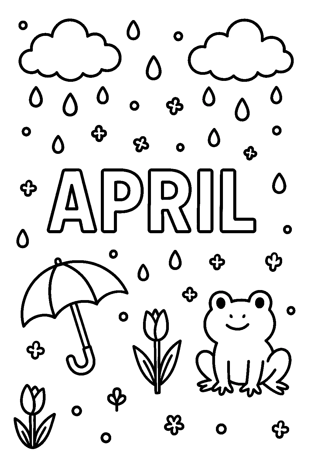 April, דף צביעה להדפסה לילדים
