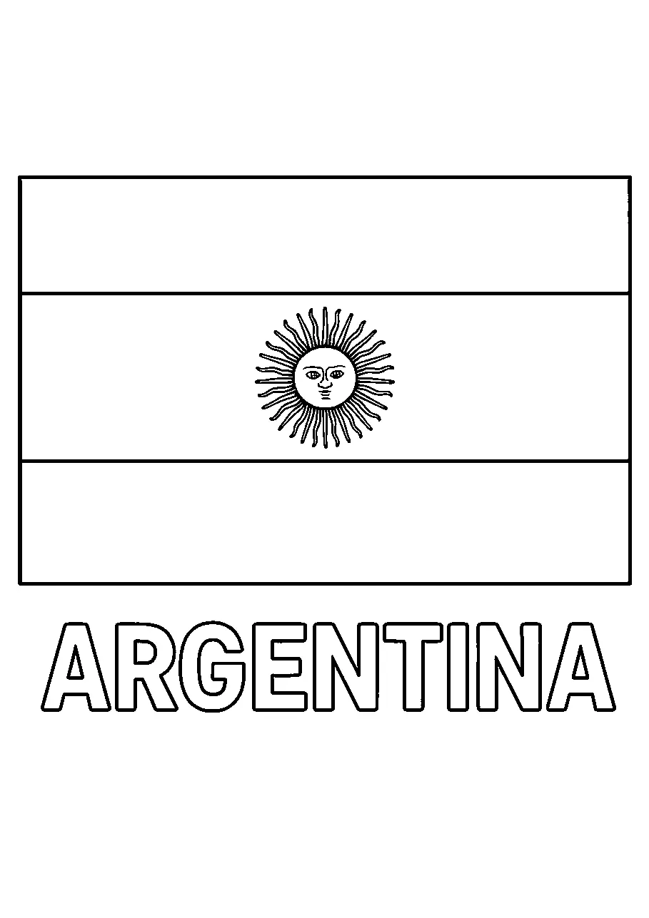 Argentina Flag printable coloring page for kids