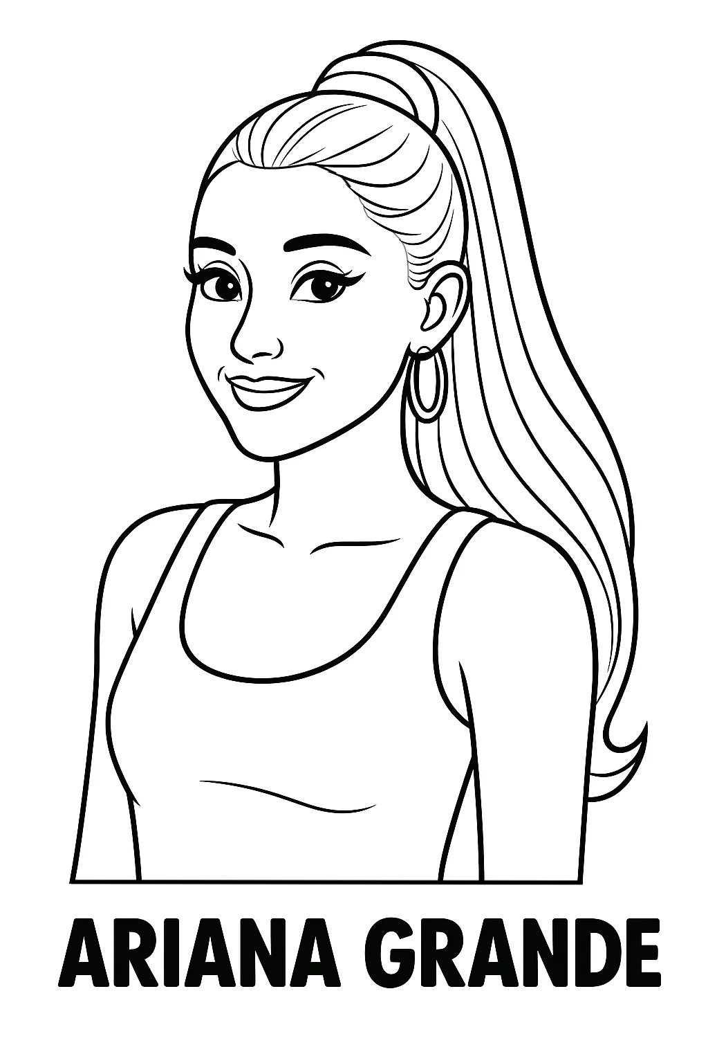 Ariana Grande, דף צביעה להדפסה לילדים