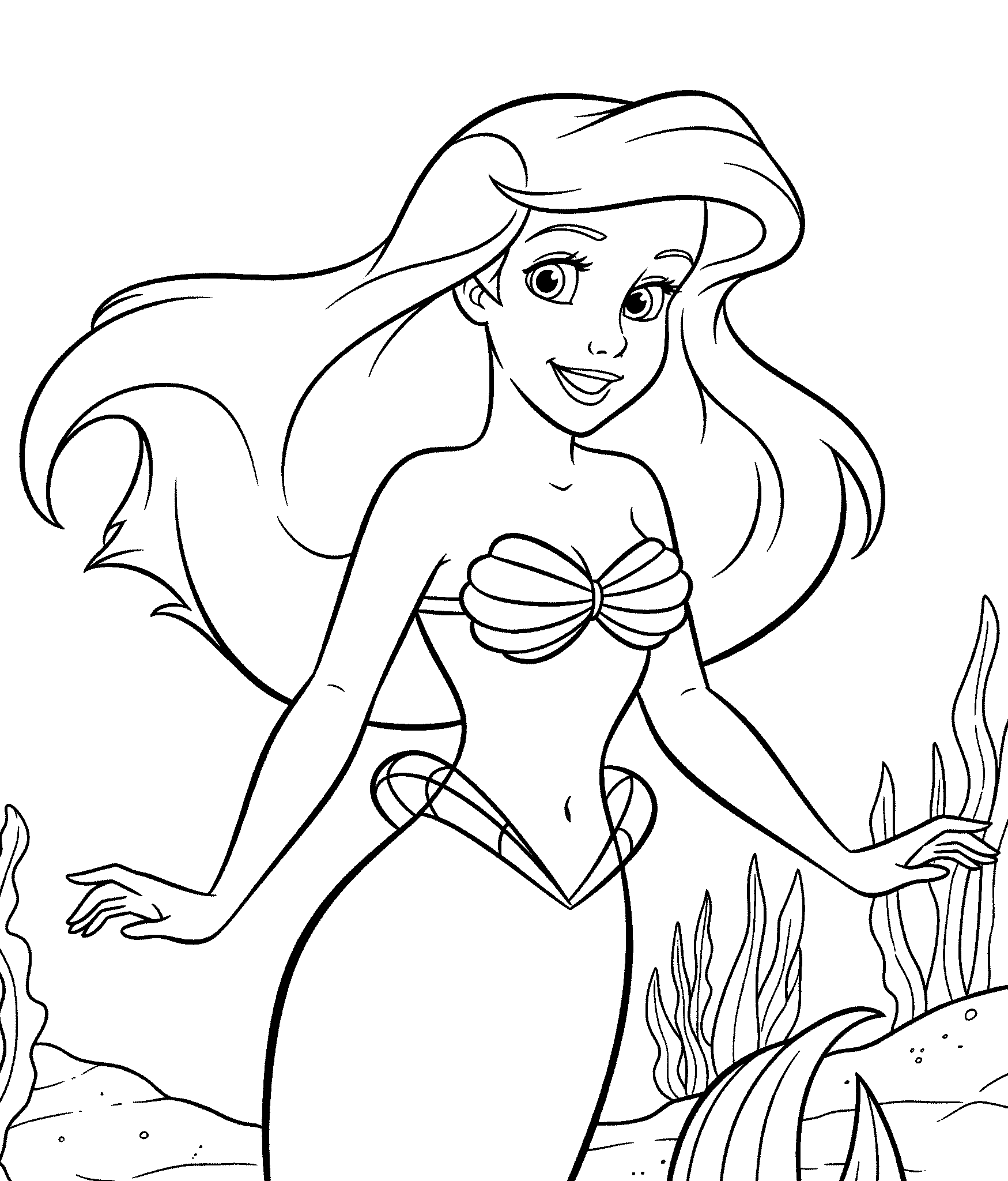 Ariel - The Little Mermaid, דף צביעה להדפסה לילדים