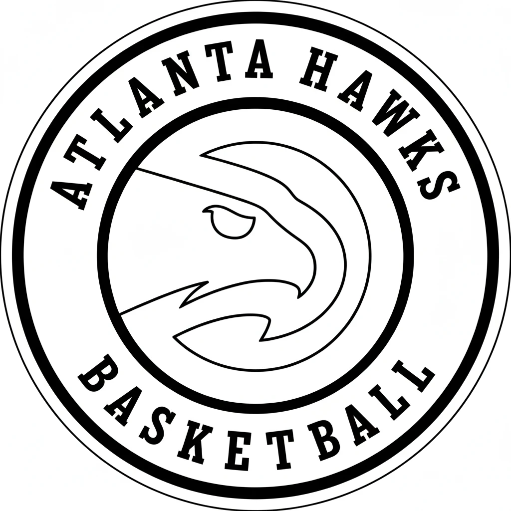 Página para Colorear del Logo de Atlanta Hawks, página para colorear imprimible para niños