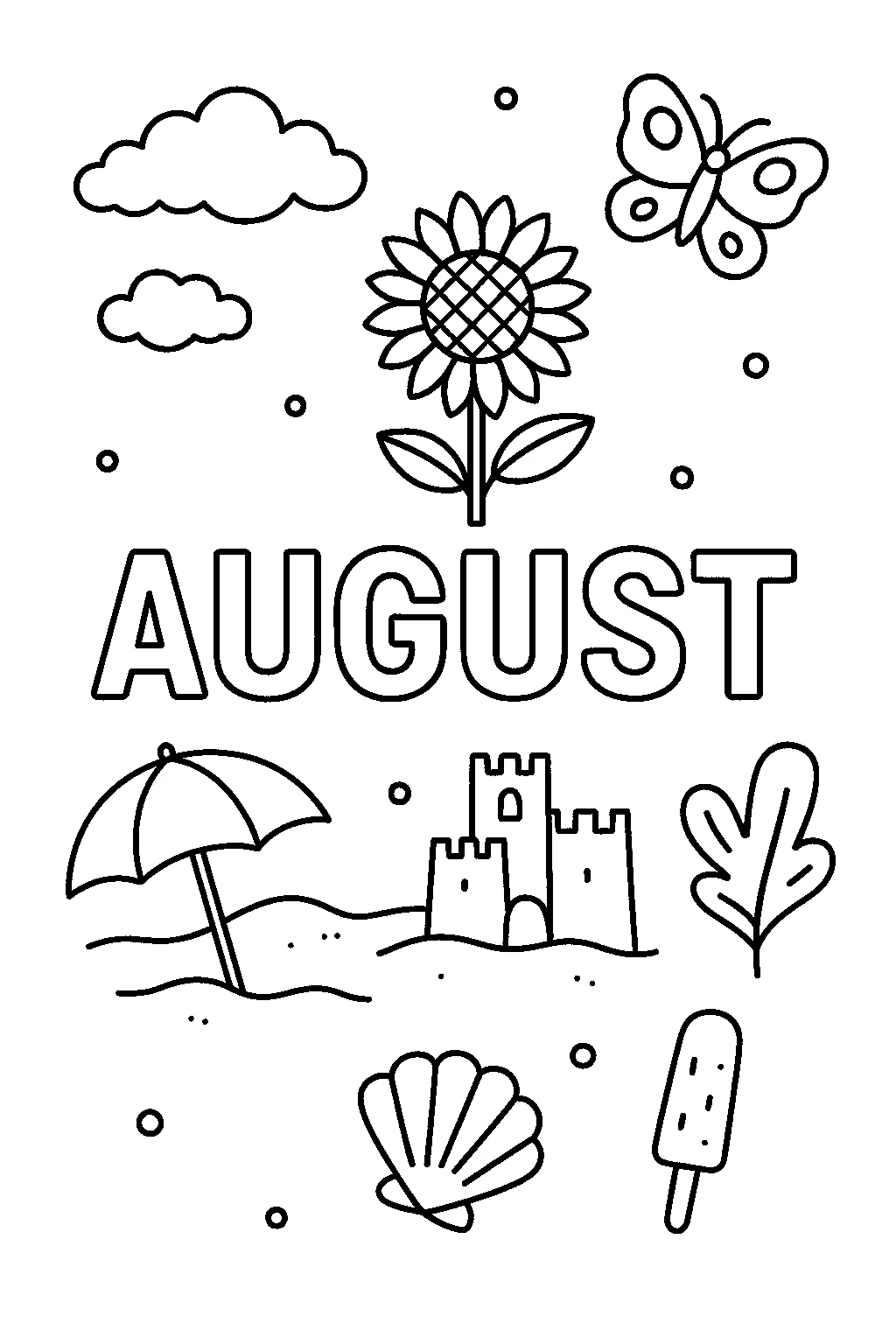 August, דף צביעה להדפסה לילדים
