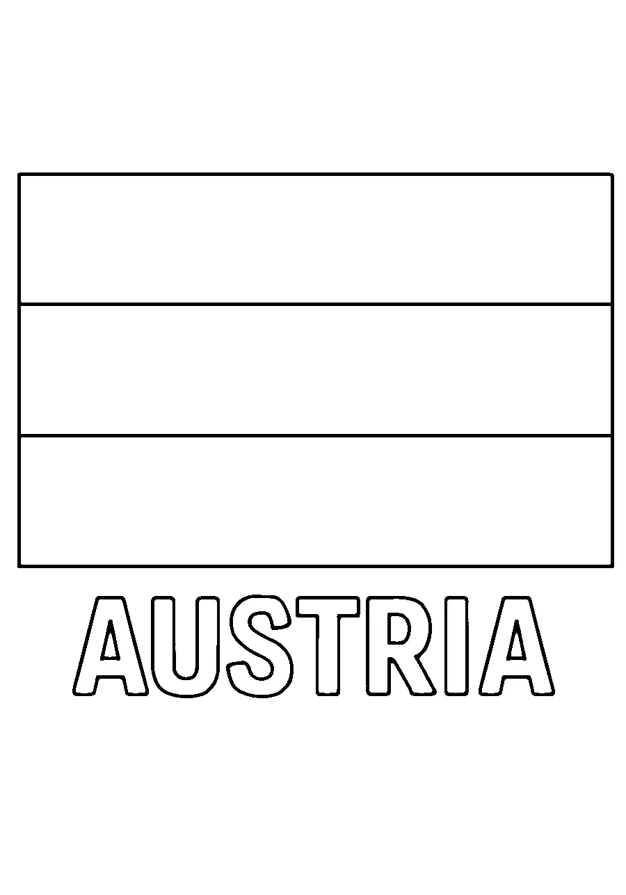 Bandera de Austria, página para colorear imprimible para niños