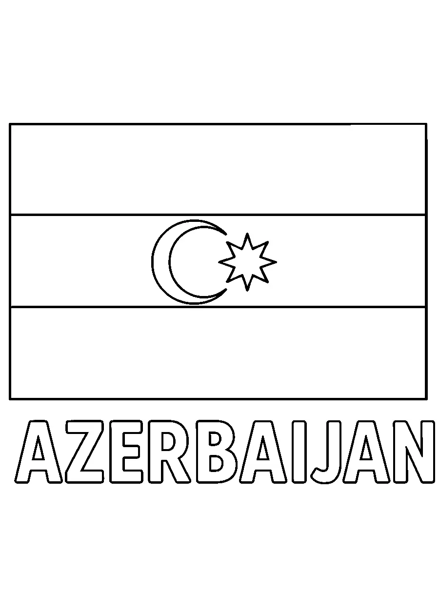Azerbaijan Flag, דף צביעה להדפסה לילדים
