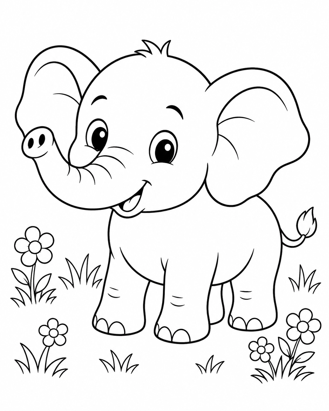 Elephants Coloring Pages for Kids