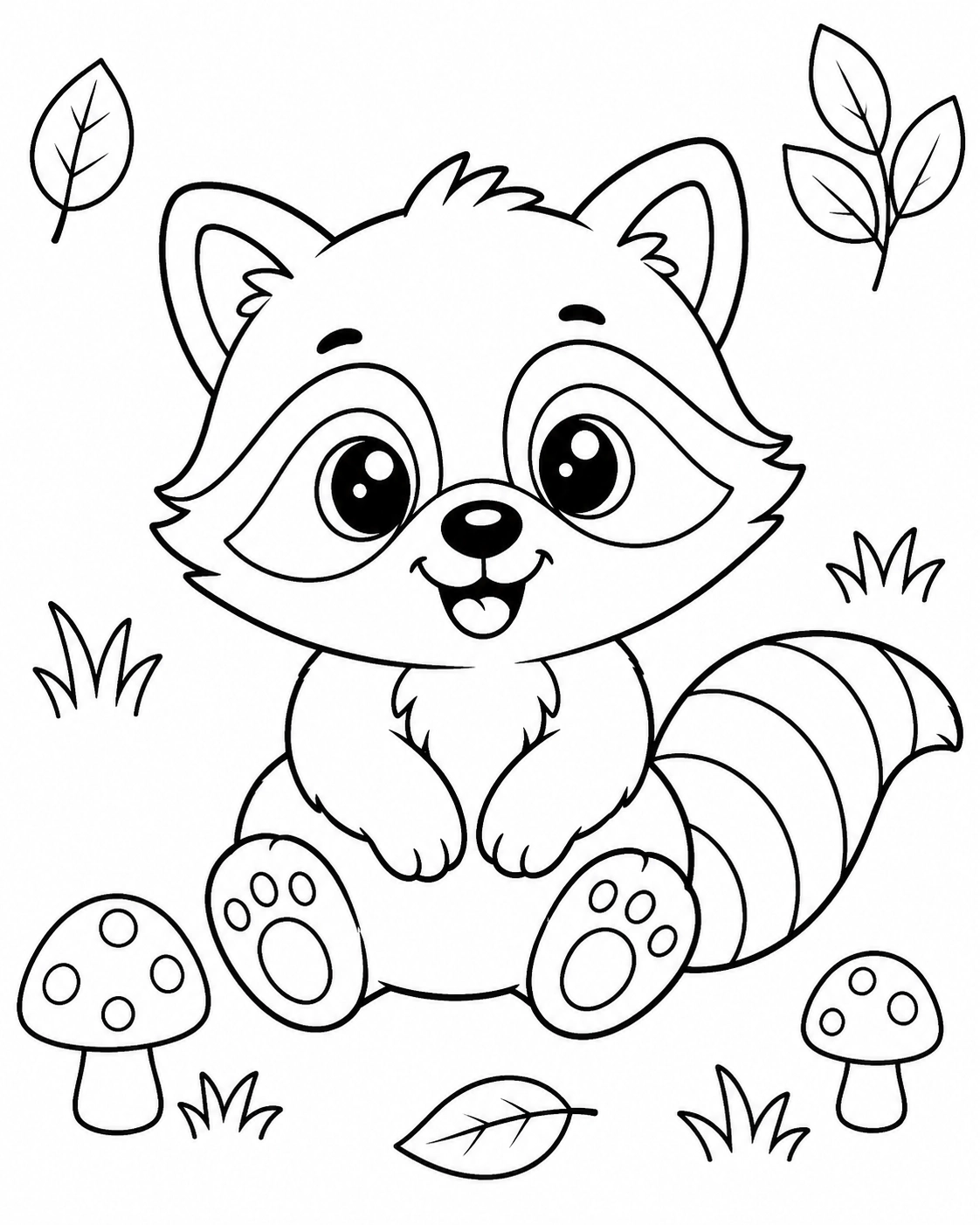 Raccoons Coloring Pages for Kids