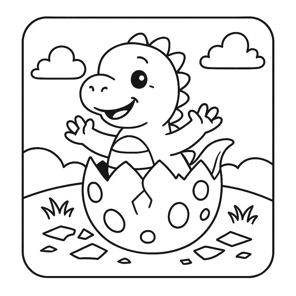 Baby Dinosaur Coloring Page, דף צביעה להדפסה לילדים