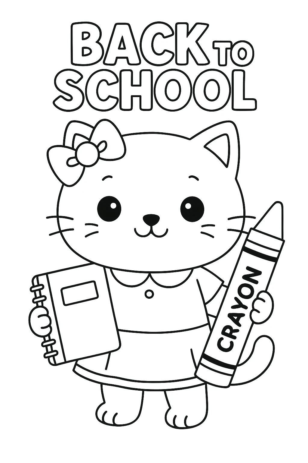 Gato Vuelta al Colegio, página para colorear imprimible para niños