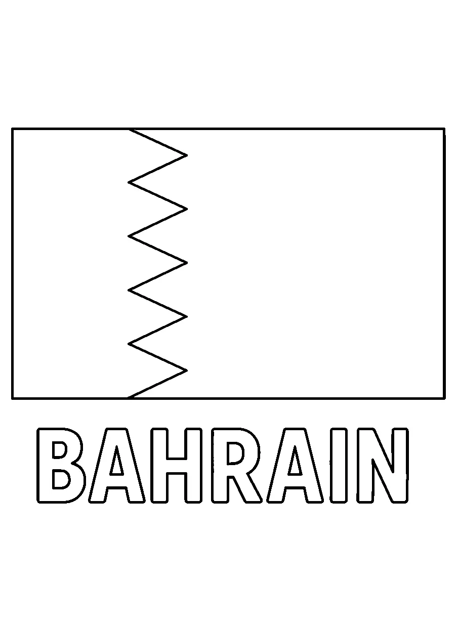 Bahrain Flag, דף צביעה להדפסה לילדים