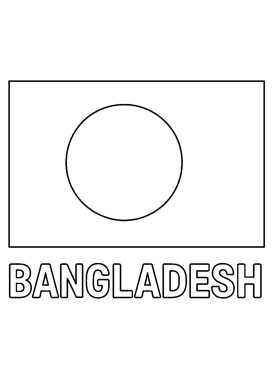 Bandera de Bangladesh, página para colorear imprimible para niños