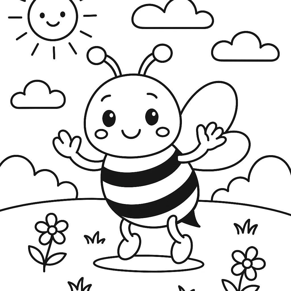 Bee, דף צביעה להדפסה לילדים