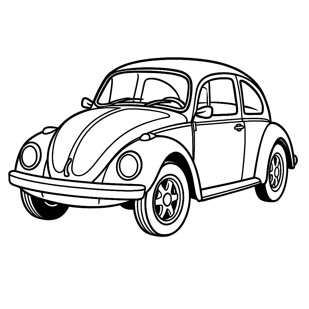 Beetle Car, דף צביעה להדפסה לילדים