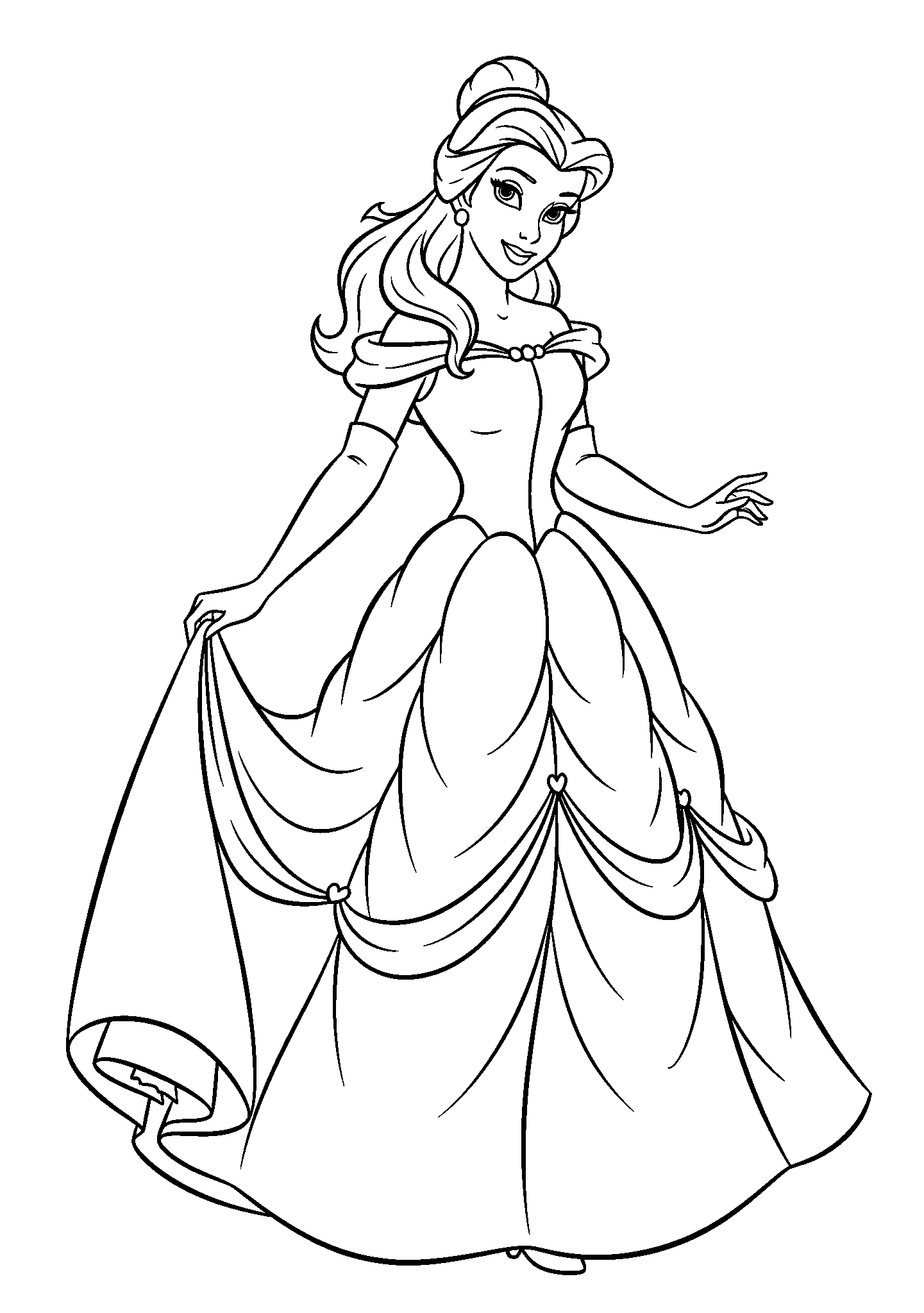 Belle - Beauty and the Beast, דף צביעה להדפסה לילדים