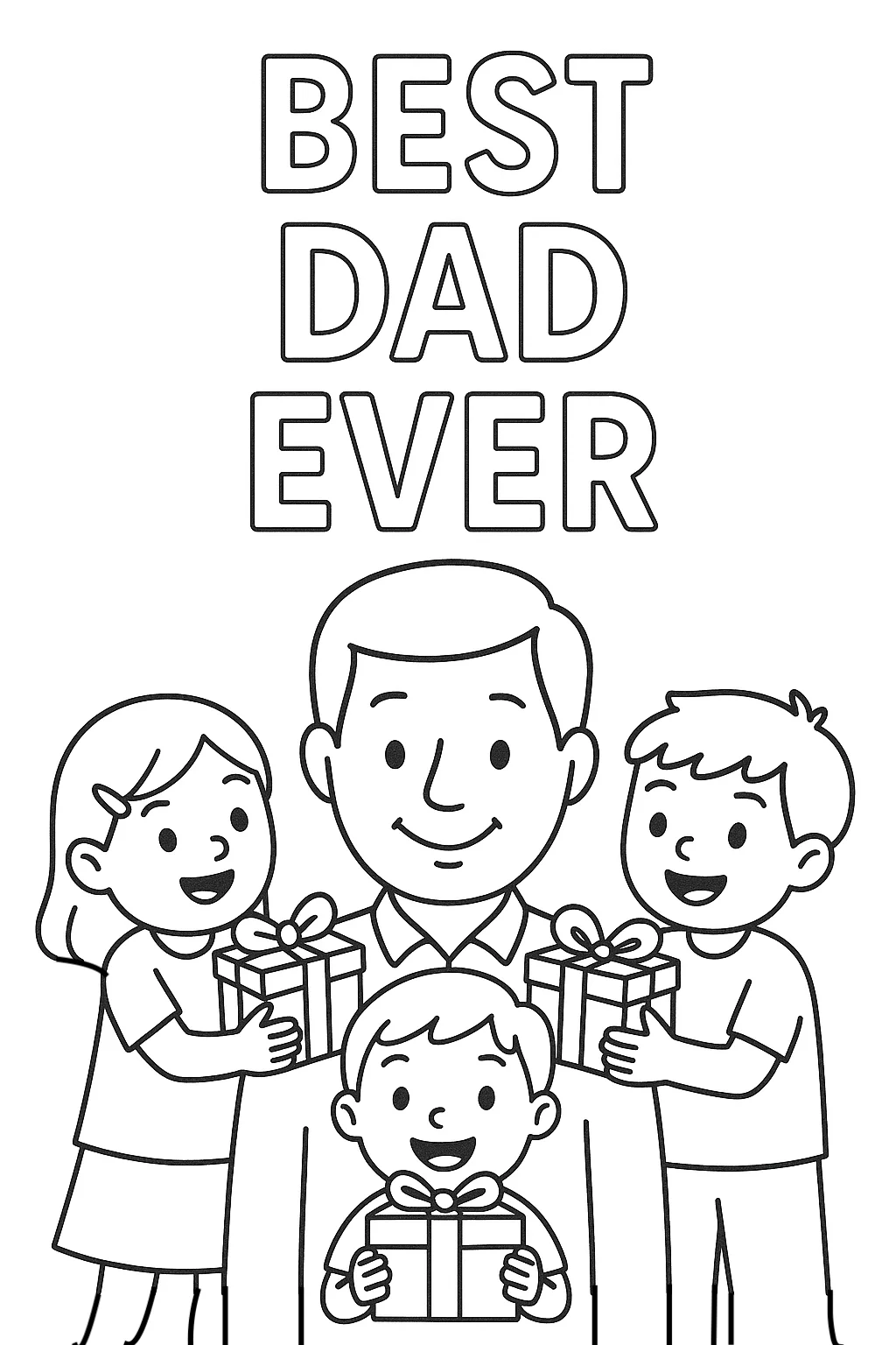 Best Dad Ever, דף צביעה להדפסה לילדים