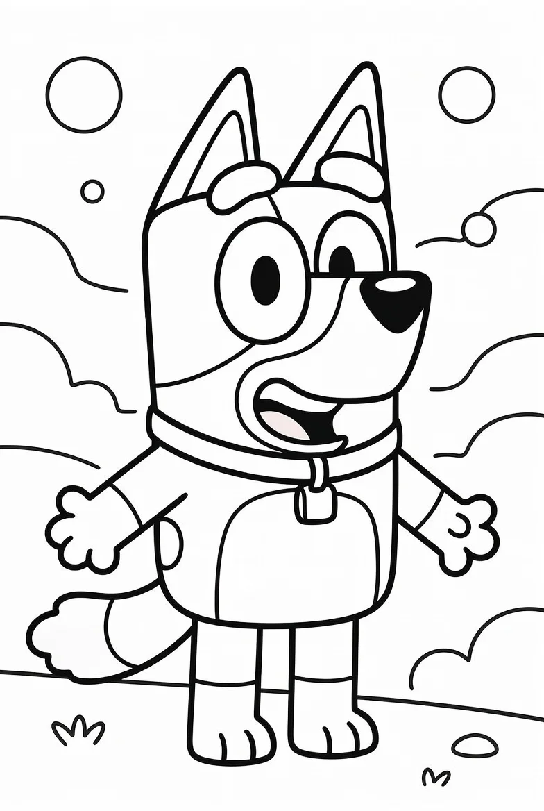 Bluey de Pie, página para colorear imprimible para niños
