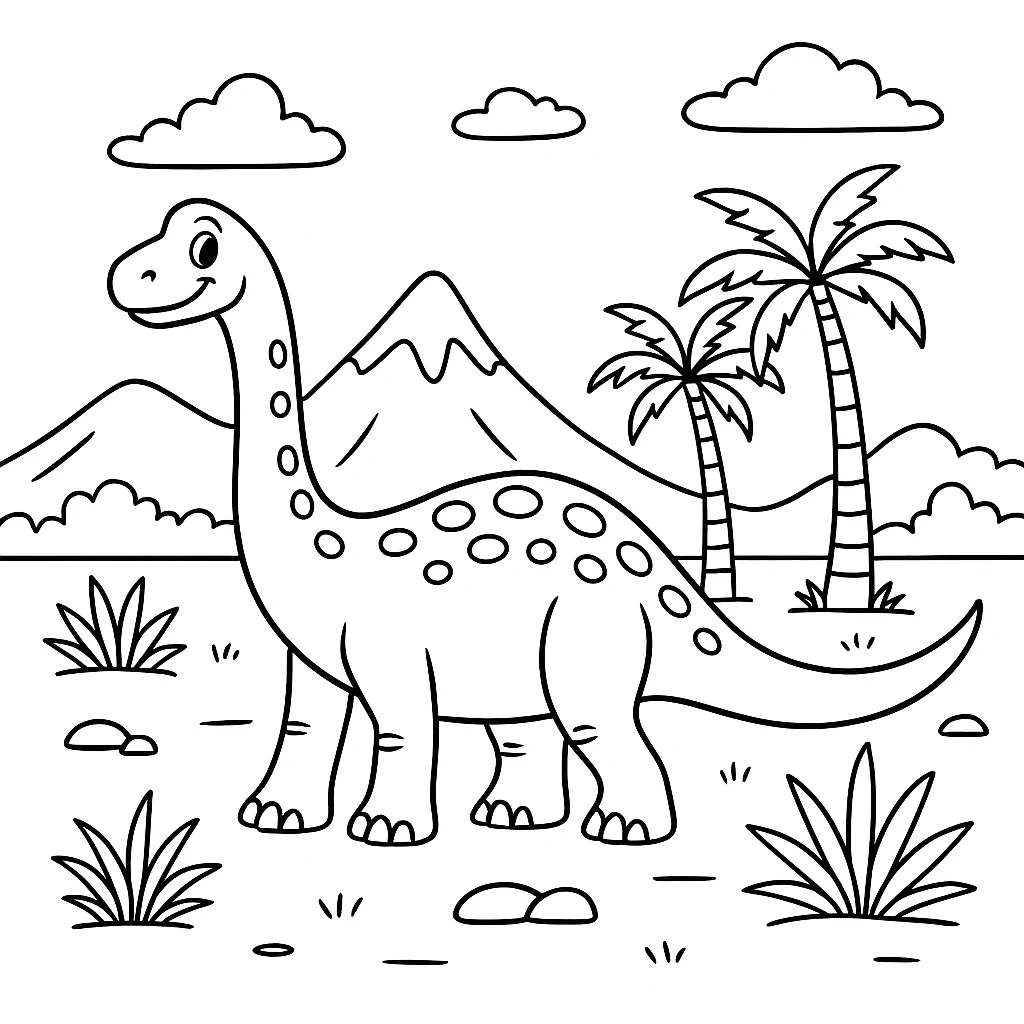 Brachiosaurus, דף צביעה להדפסה לילדים