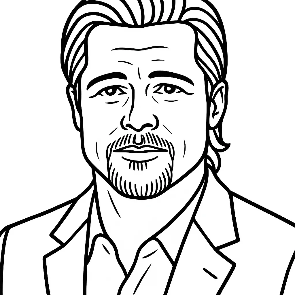 Brad Pitt, דף צביעה להדפסה לילדים