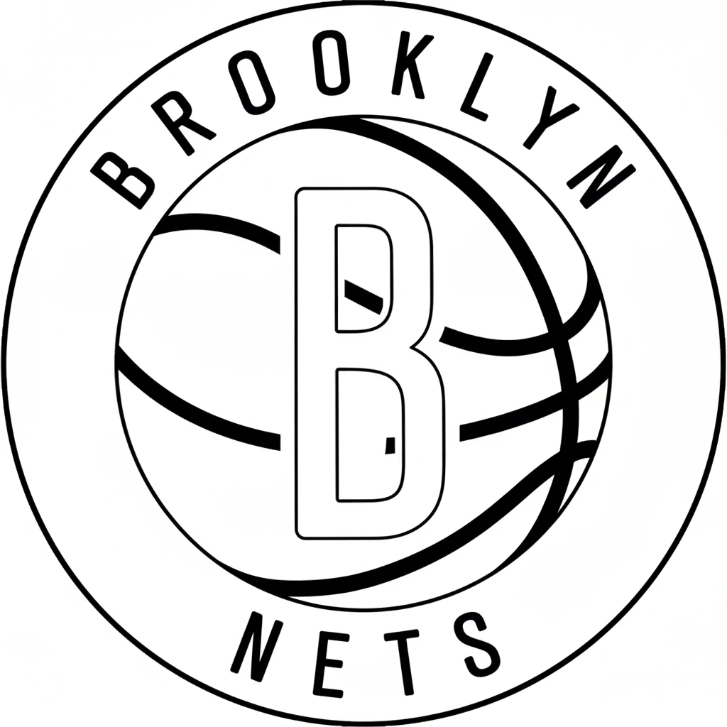 Página para Colorear del Logo de Brooklyn Nets, página para colorear imprimible para niños