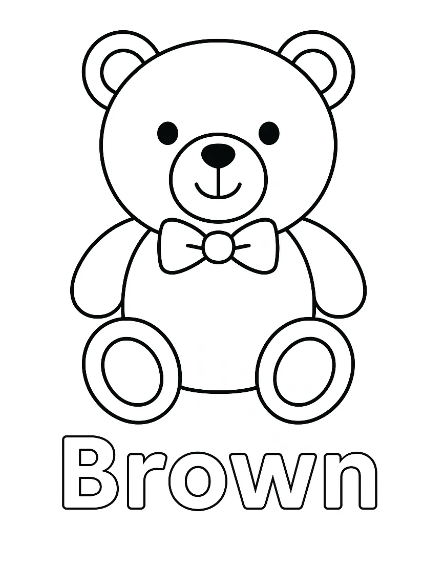 Brown Color - Bear, דף צביעה להדפסה לילדים