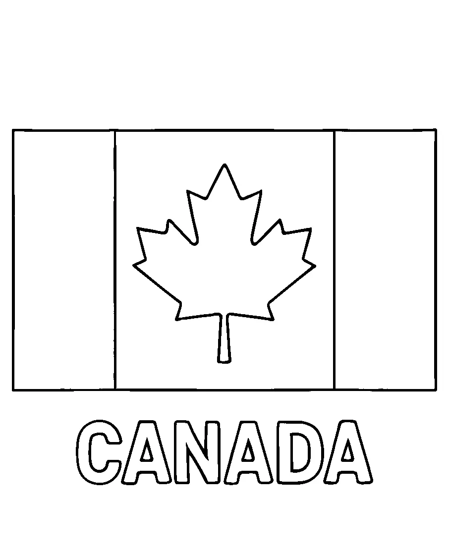 Canada Flag, דף צביעה להדפסה לילדים