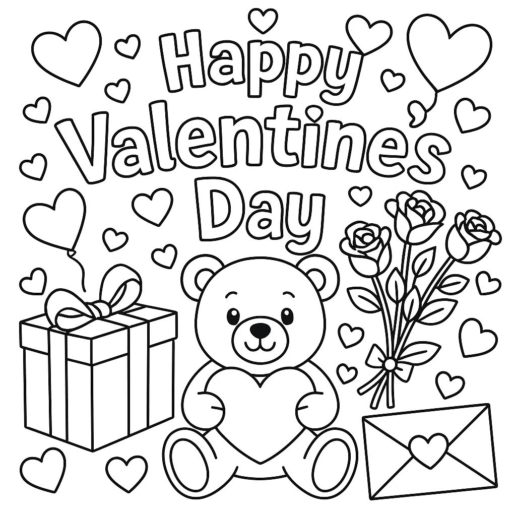 Valentine's Day Card - Special Greeting, דף צביעה להדפסה לילדים