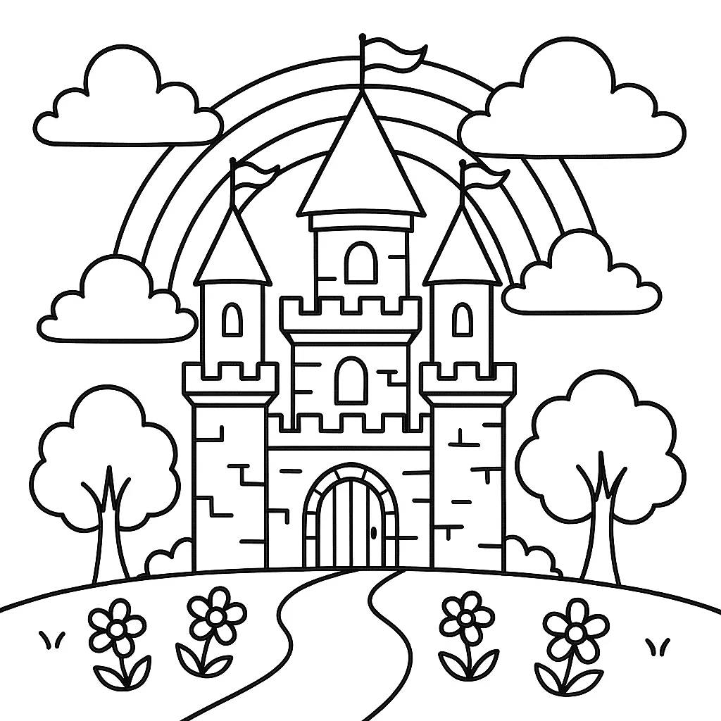 Castle Coloring Page, דף צביעה להדפסה לילדים