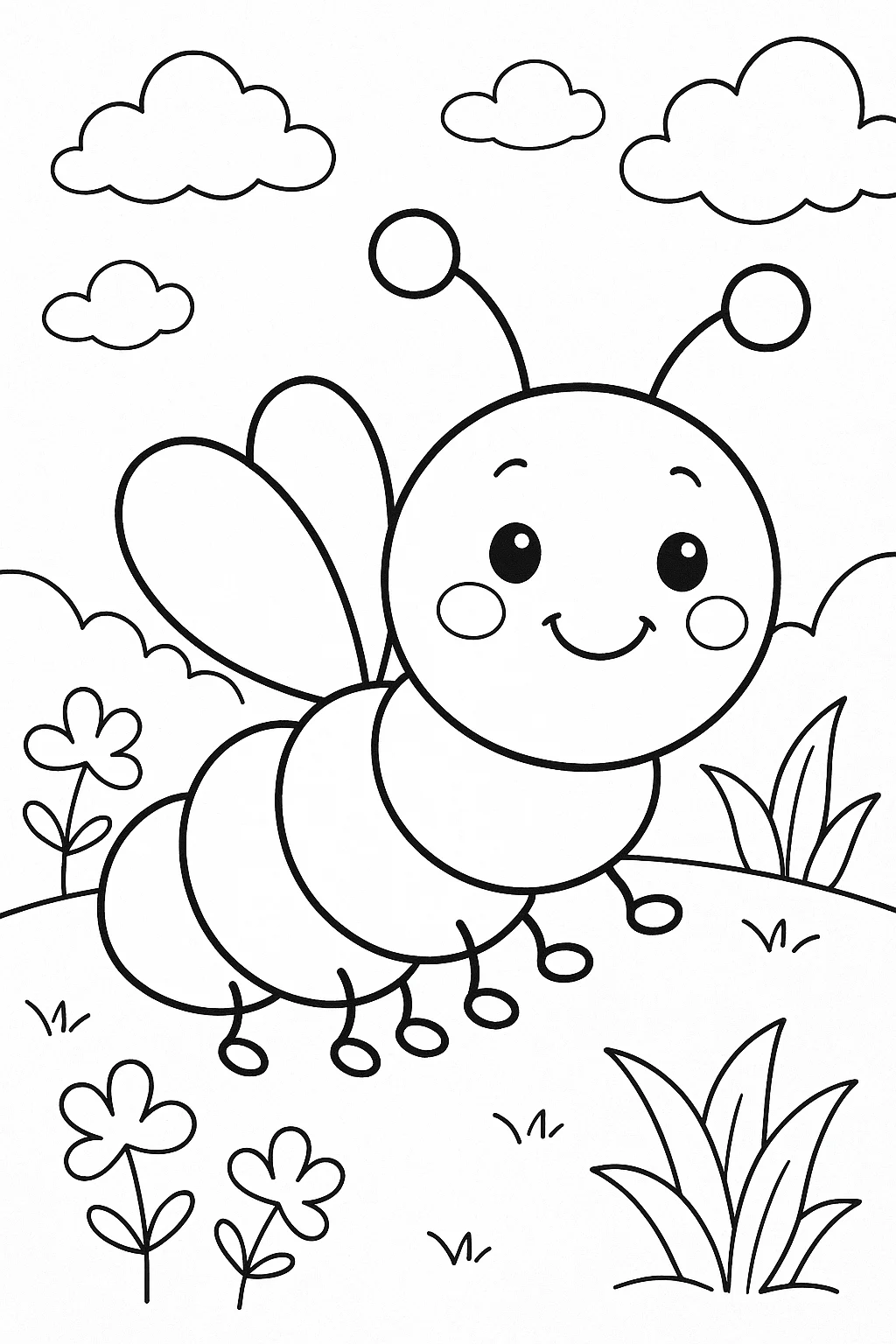 Caterpillar, דף צביעה להדפסה לילדים