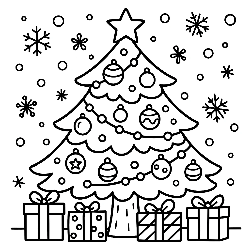 Christmas Tree, דף צביעה להדפסה לילדים
