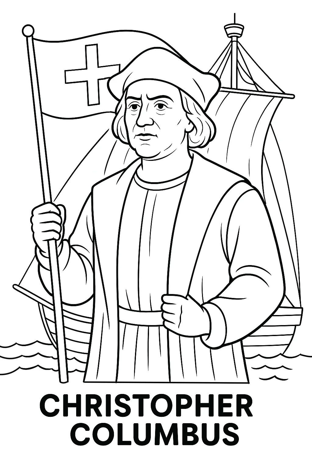 Christopher Columbus, דף צביעה להדפסה לילדים