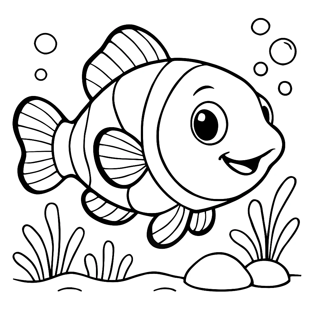 Clownfish, דף צביעה להדפסה לילדים