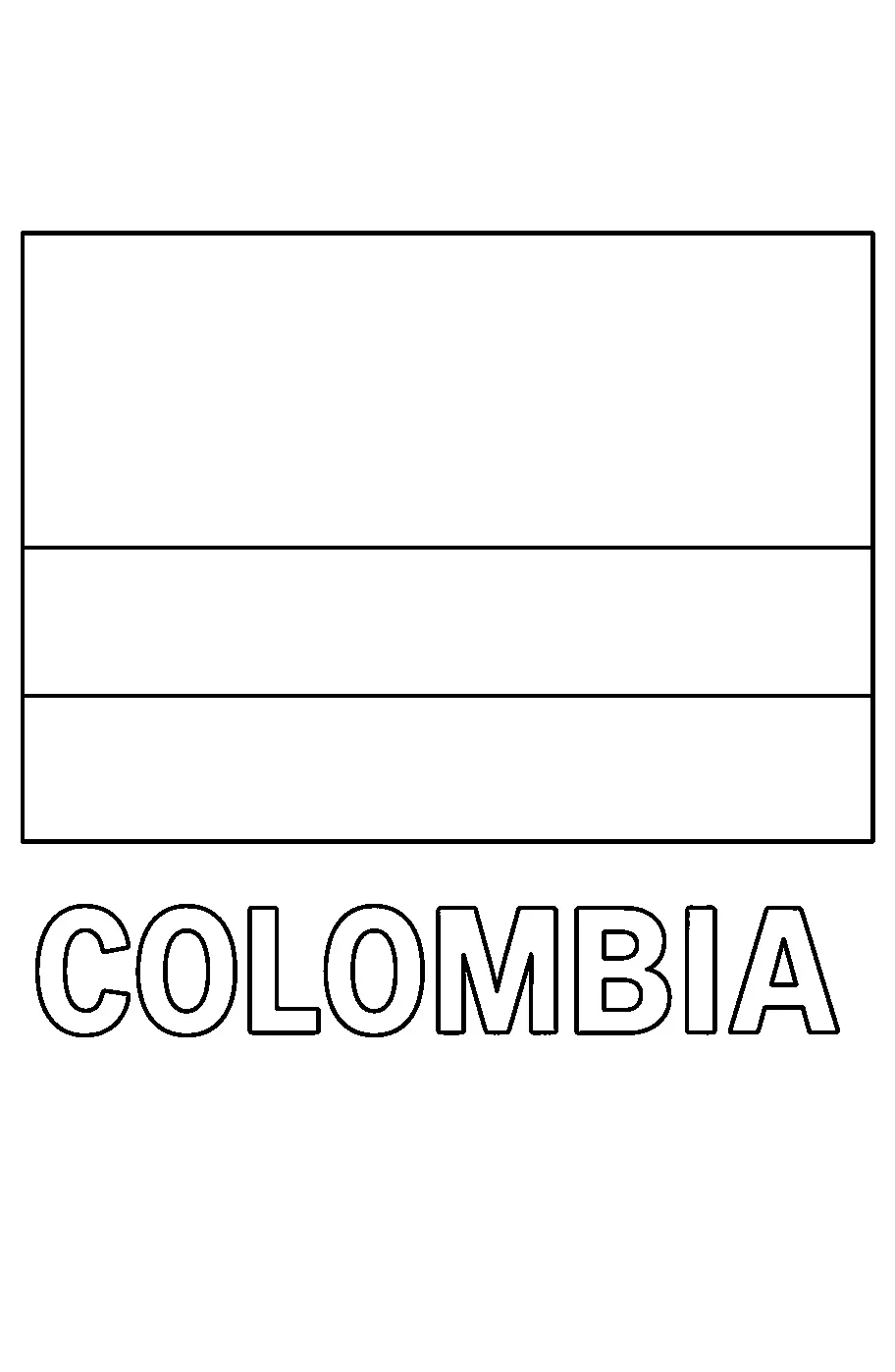 Colombia Flag, דף צביעה להדפסה לילדים