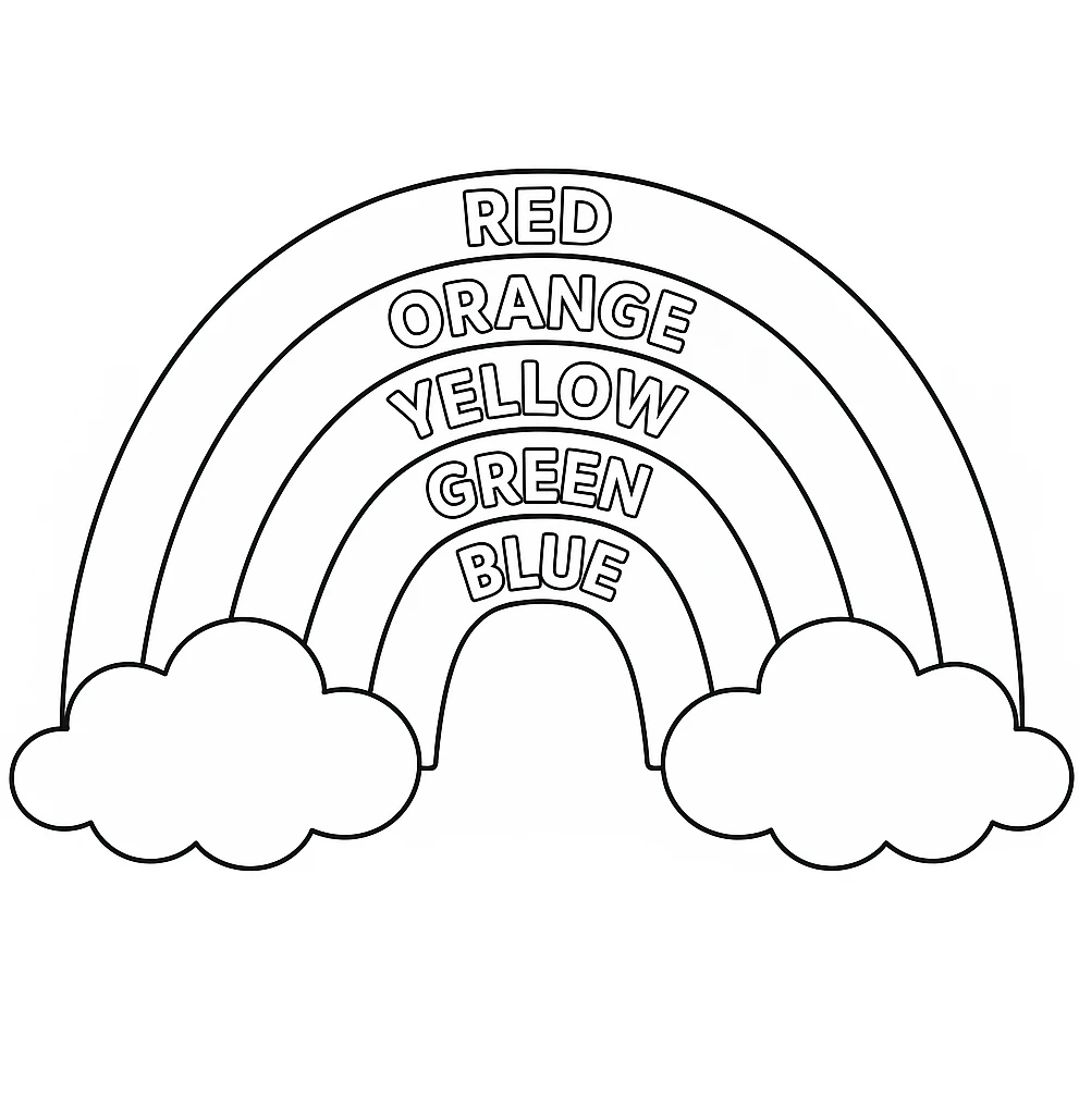 Color the Rainbow, דף צביעה להדפסה לילדים