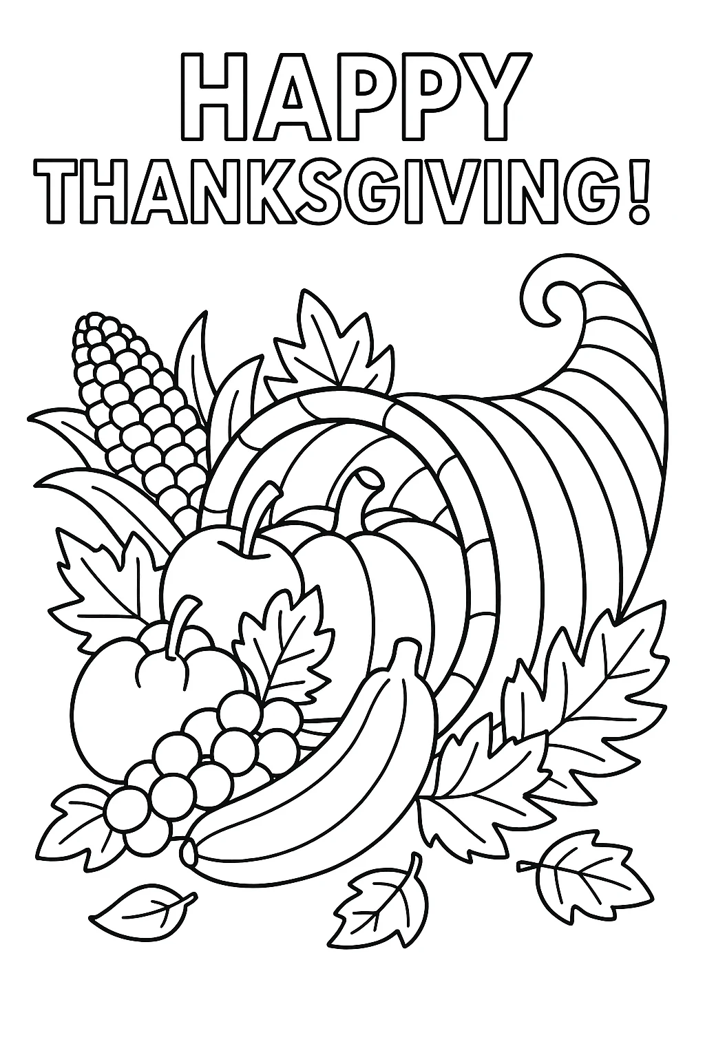 Cornucopia of Plenty, דף צביעה להדפסה לילדים