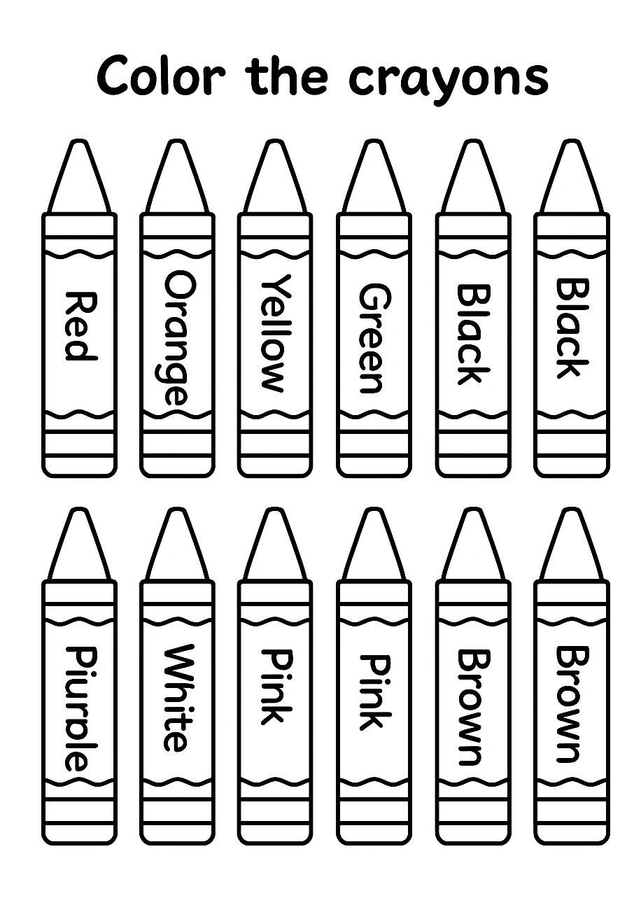 Crayons Coloring, דף צביעה להדפסה לילדים