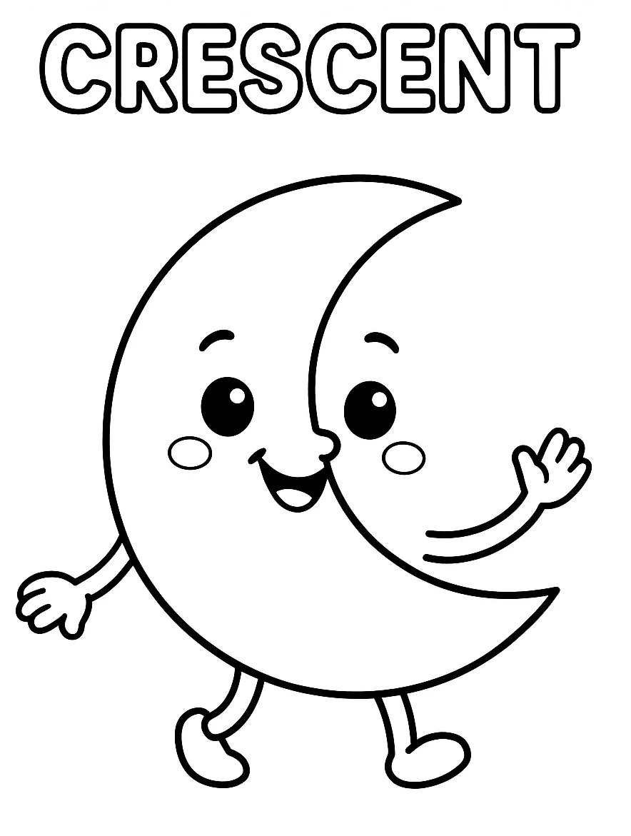 Crescent Shape, דף צביעה להדפסה לילדים