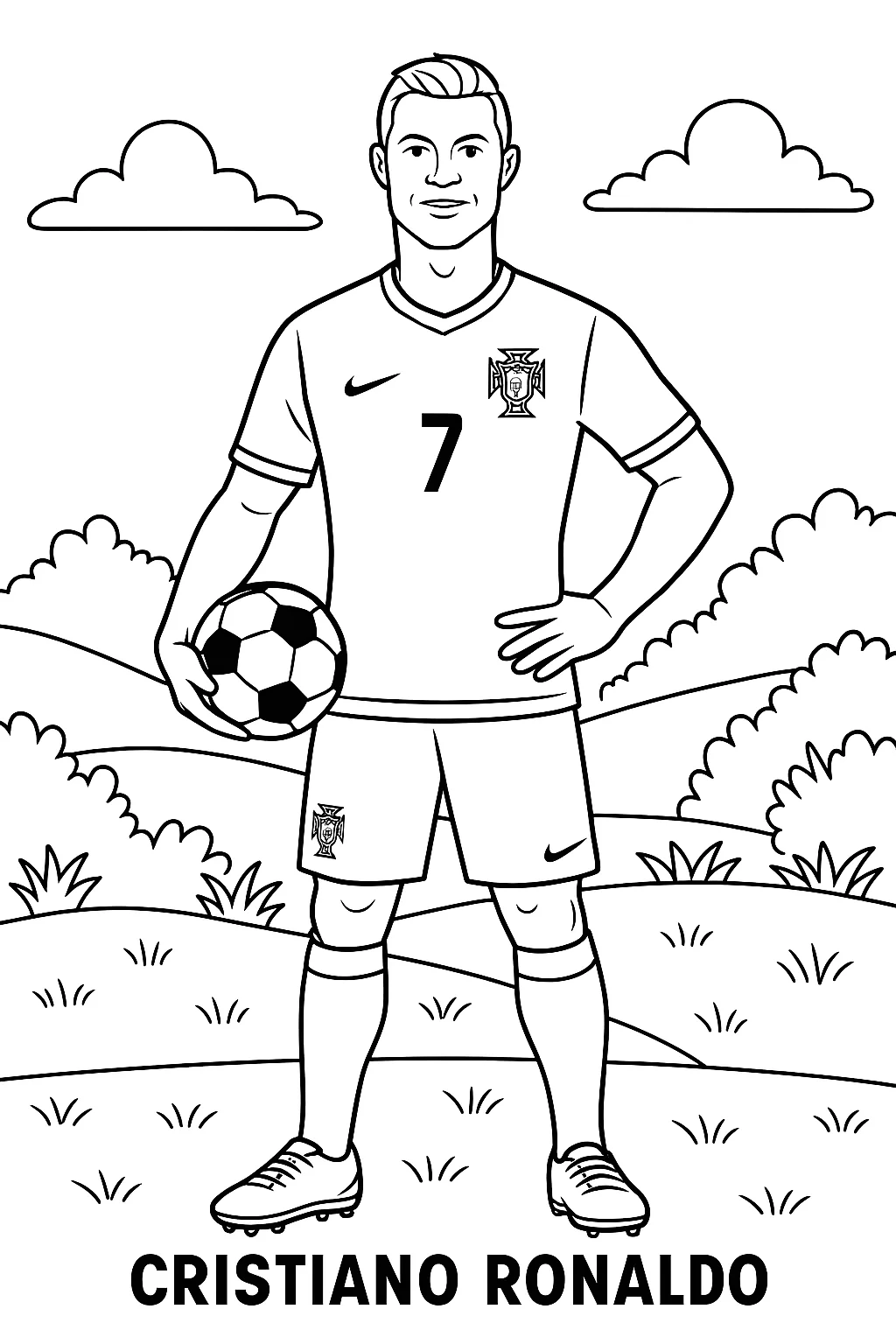Cristiano Ronaldo Playing, דף צביעה להדפסה לילדים