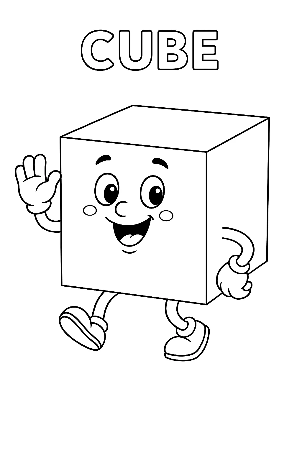 Cube 3D Shape, דף צביעה להדפסה לילדים