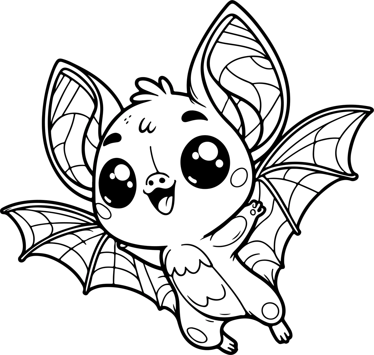 Cute Bat, דף צביעה להדפסה לילדים