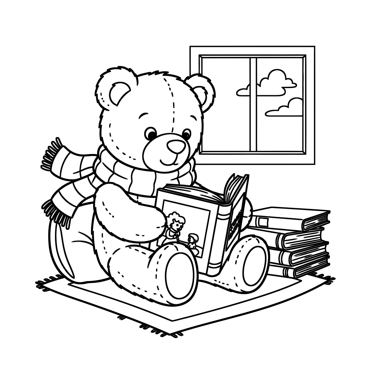 Cute Bear, דף צביעה להדפסה לילדים